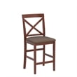 Pemberly Row 25'' Traditional Wood X-Back Counter Stool in Brown (Set of 2)