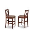 Pemberly Row 25'' Traditional Wood X-Back Counter Stool in Brown (Set of 2)