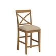 Pemberly Row 25'' Traditional Wood X-Back Counter Stool in Oak (Set of 2)