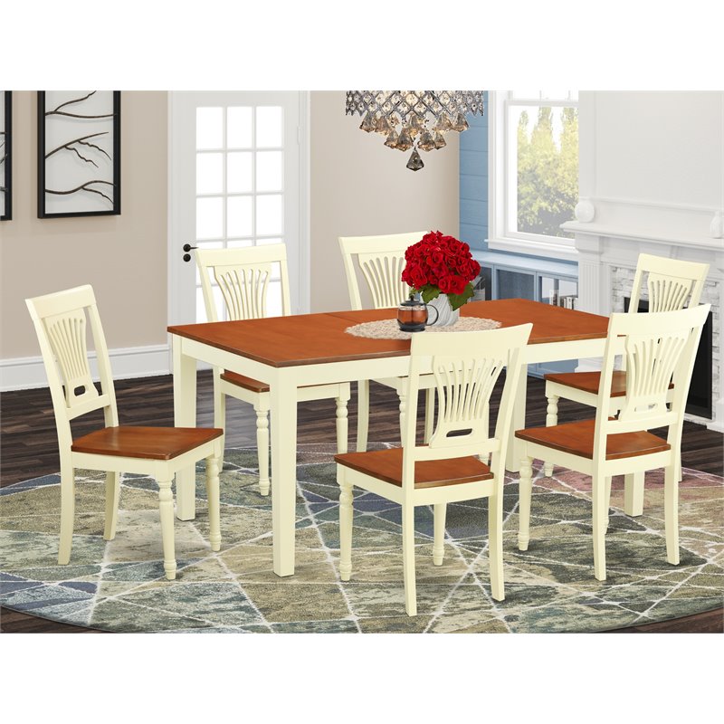 Pemberly Row 7-piece Wood Kitchen Table Set in Cherry