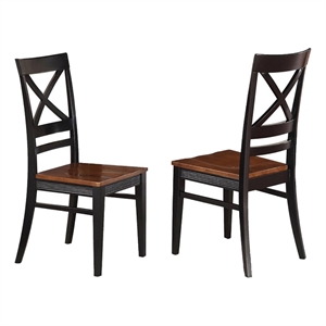 Pemberly Row 18'' Traditional Wood Dining Chair in Black/Cherry (Set of 2)