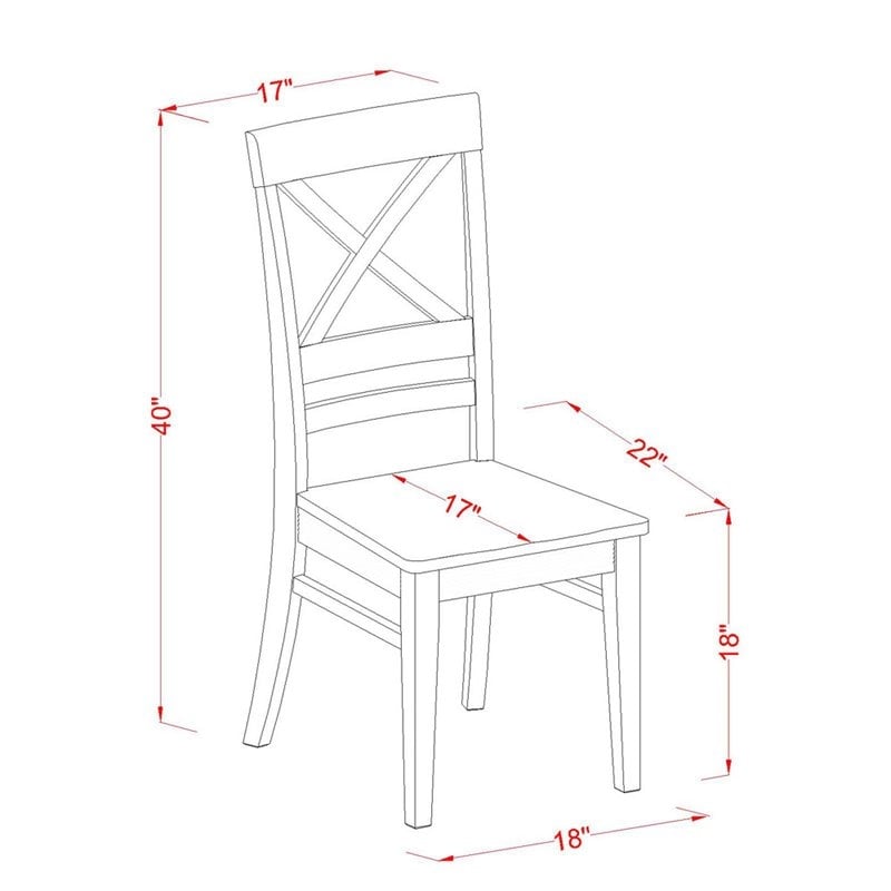 Pemberly Row 18'' Traditional Wood Dining Chair in Black/Cherry (Set of 2)