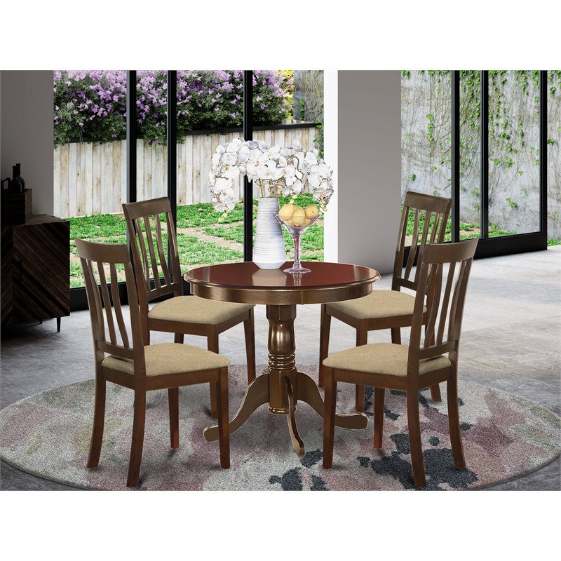 Pemberly Row Antique 5-piece Table and Dining Chair Set in Cappuccino