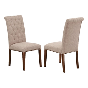 Pemberly Row 42&quotH Traditional Fabric Dining Chair in Light Beige (Set of 2)