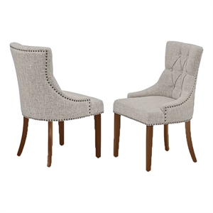 Pemberly Row 41&quotH Traditional Fabric Dining Chair in Gray (Set of 2)
