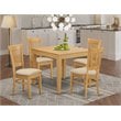 Pemberly Row 5-piece Wood Dining Set with Fabric Seat in Oak