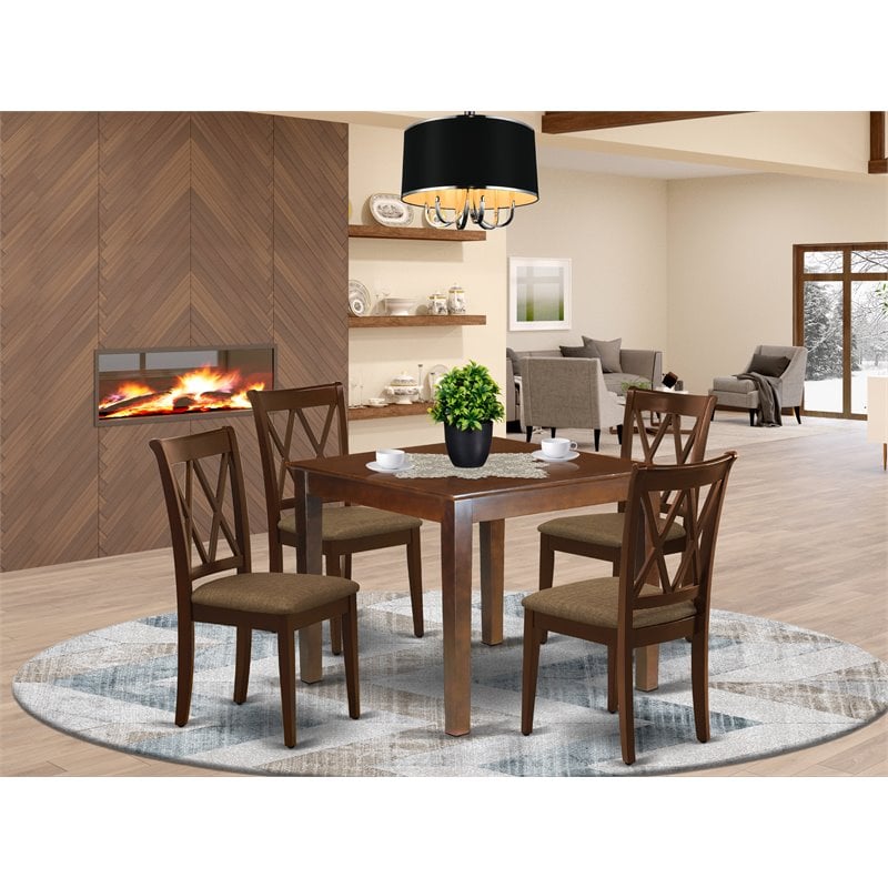 Pemberly Row 5-piece Wood Dining Set with Square Table in Mahogany