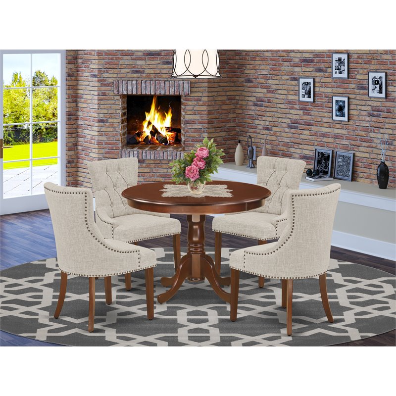 Pemberly Row 5-piece Wood Dining Table and Chairs in Mahogany