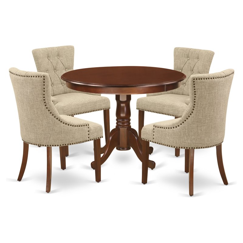 Pemberly Row 5-piece Wood Dining Table and Chairs in Mahogany