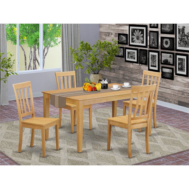 Pemberly Row 5-piece Traditional Wood Dinette Set in Oak