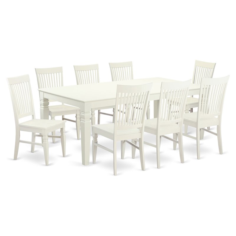 Pemberly Row 9-piece Wood Dining Set in Linen White