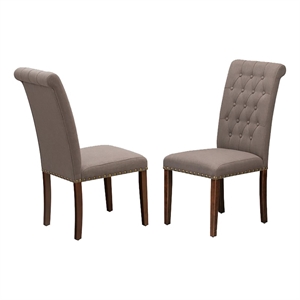 Pemberly Row 42&quot Traditional Fabric/Wood Dining Chair in Dark Coffee (Set of 2)