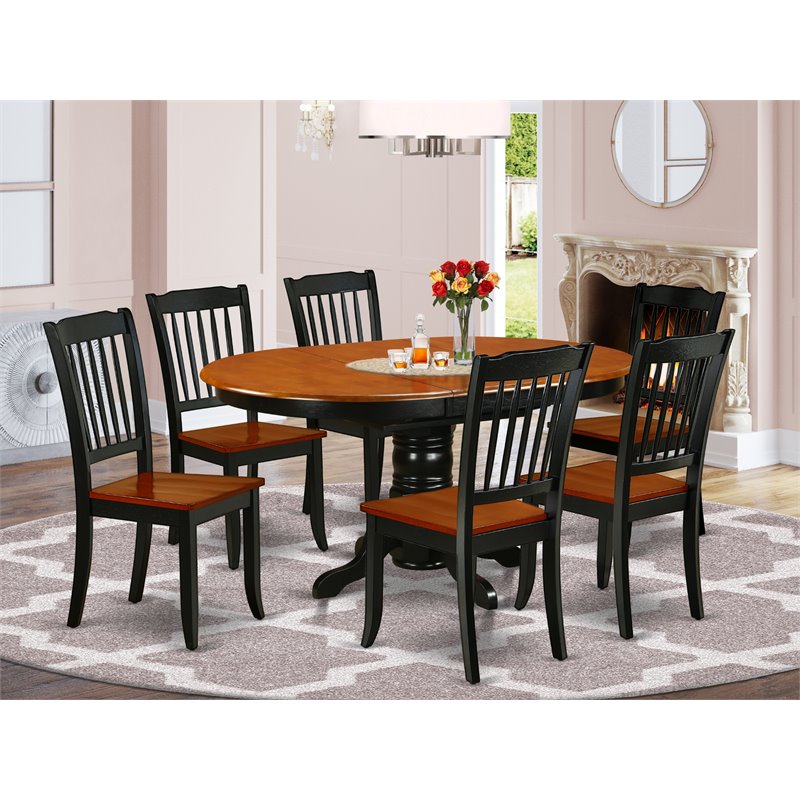 Pemberly Row 7-piece Dining Set with Oval Table in Black/Cherry