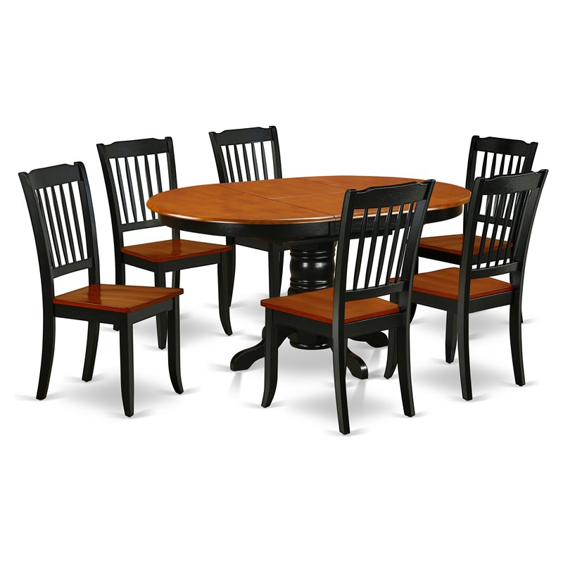 Pemberly Row 7-piece Dining Set with Oval Table in Black/Cherry