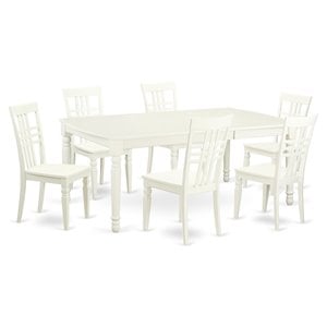 Pemberly Row 7-piece Wood Table and Dining Chairs in Linen White