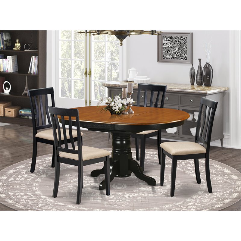 Pemberly Row 5-piece Dining Set with Cushion Chairs in Black/Cherry