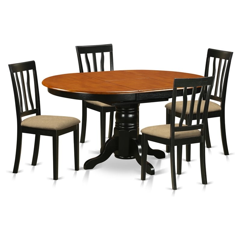 Pemberly Row 5-piece Dining Set with Cushion Chairs in Black/Cherry
