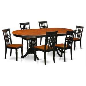 Pemberly Row 7-piece Wood Dinette Table Set in Black/Cherry