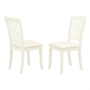 Pemberly Row 38&quotH Traditional Wood Dining Chair in Linen White (Set of 2)