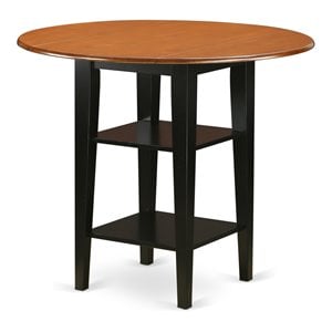 pemberly row round wood counter height table in black/cherry