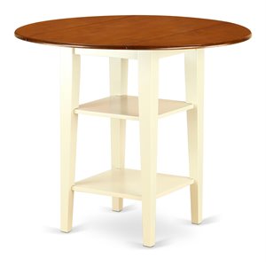 pemberly row round wood counter height table in cream/cherry