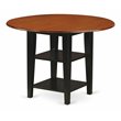 Pemberly Row Wood Dining Table with 2 Shelves in Black/Cherry