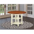 Pemberly Row Wood Dining Table with 2 Shelves in Cream/Cherry