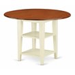 Pemberly Row Wood Dining Table with 2 Shelves in Cream/Cherry