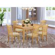 Pemberly Row 7-piece Wood Dining Set with Cushion Chairs in Oak