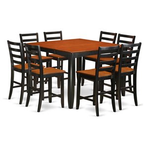 Pemberly Row 9-piece Wood Dining Set in Black & Cherry