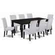 Pemberly Row 9-piece Wood Dining Set in Black/Grayish Blue