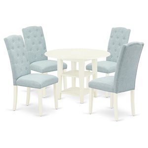 Pemberly Row 5-piece Wood Dining Set in Linen White/Baby Blue
