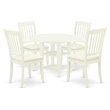 Pemberly Row 5-piece Wood Dining Set with Fabric Seat in White