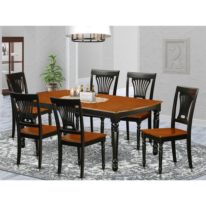 Pemberly Row 7-piece Wood Table and Dining Chairs in Black/Cherry