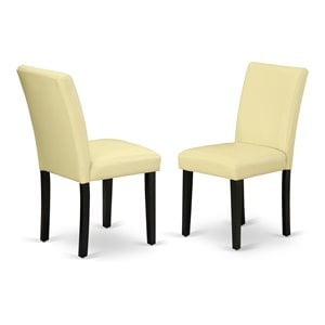 Pemberly Row 35&quot Leather Dining Chairs in Beige/Black (Set of 2)