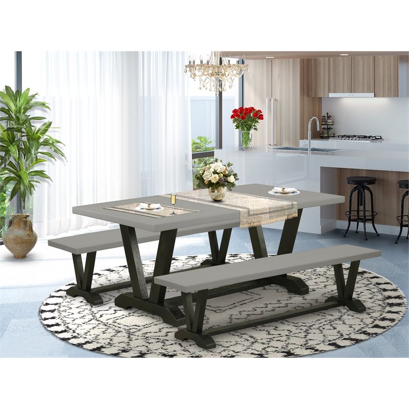 Pemberly Row 3-piece Wood Dining Set in Black