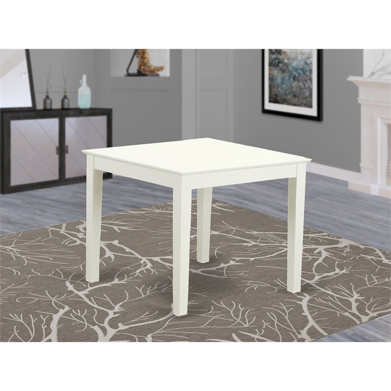 Pemberly Row Square Traditional Wood Dining Table in Linen White