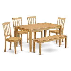 Pemberly Row 6-piece Traditional Wood Dining Room Set in Oak