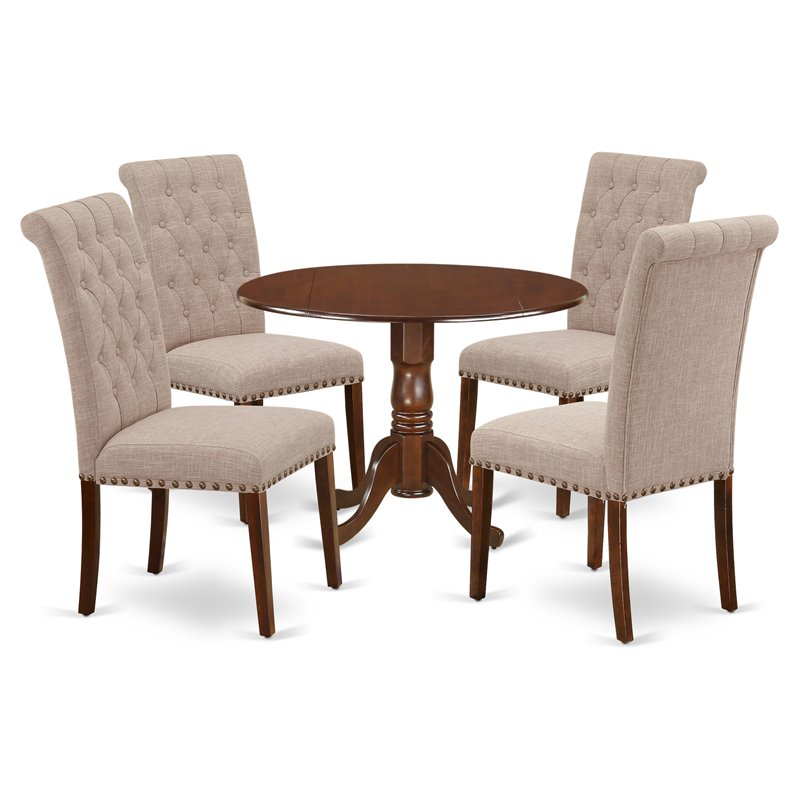 Pemberly Row 5-piece Wood Dining Set in Mahogany/Light Fawn