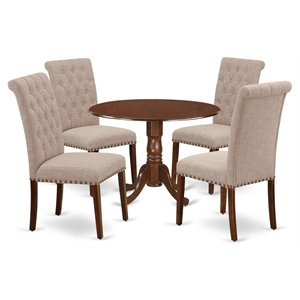 Pemberly Row 5-piece Wood Dining Set in Mahogany/Light Fawn