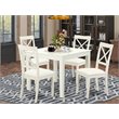 Pemberly Row 5-piece Wood Dining Set with Leather Seat in White