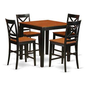 Pemberly Row Pub 5-piece Traditional Wood Dining Set in Black/Cherry