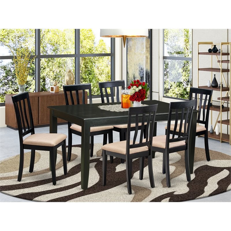 Pemberly Row 7-piece Traditional Wood Dinette Set in Black