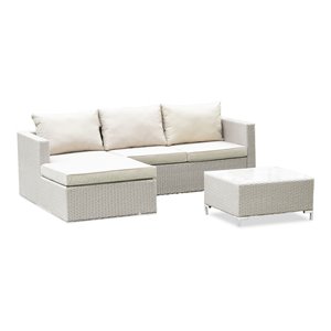 pemberly row 3-piece modern metal patio sofa set in natural