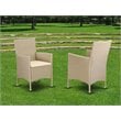 Pemberly Row Metal Patio Dining Chairs in Cream (Set of 2)