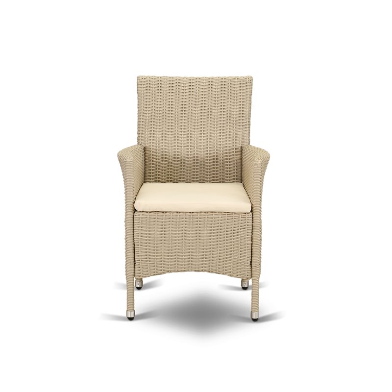 Pemberly Row Metal Patio Dining Chairs in Cream (Set of 2)