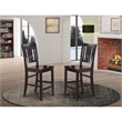 Pemberly Row Wood Bar Stool Chair Set of 2 in Black With Square Seat & Footrest