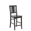 Pemberly Row Wood Bar Stool Chair Set of 2 in Black With Square Seat & Footrest