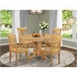 Pemberly Row 5-piece Dining Set with Wood Seat in Oak
