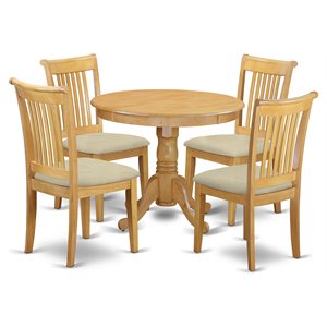 Pemberly Row Antique 3-piece Wood Kitchen Table and Chair Set in Oak